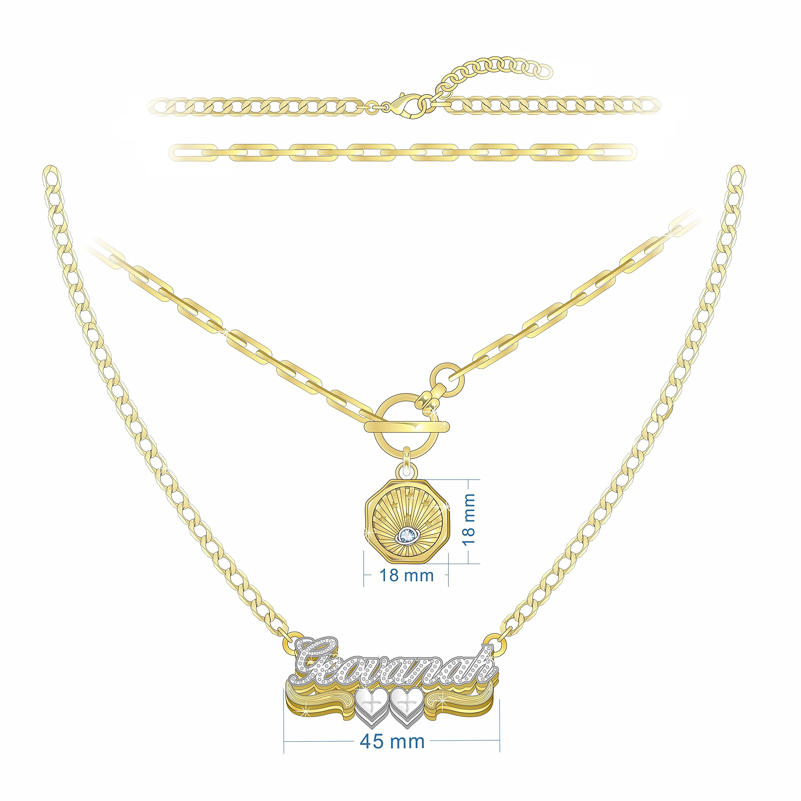 Women Personalised Zircon Copper Named Necklace